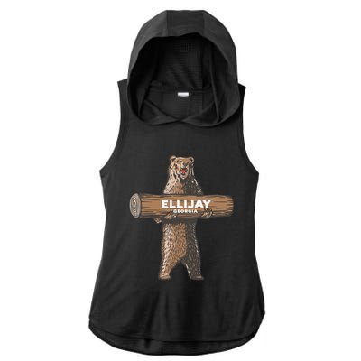 Ellijay Georgia Ga Growling Bear Vacation Souvenir Ladies PosiCharge Tri-Blend Wicking Draft Hoodie Tank