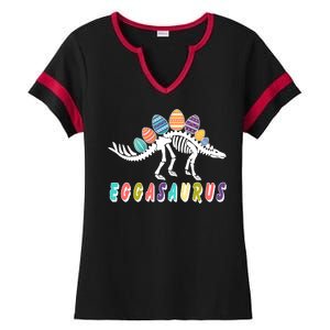 Eggasaurus Dino Stegosaurus Easter Egg Dinosaur Ladies Halftime Notch Neck Tee