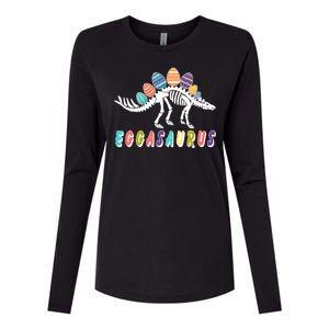 Eggasaurus Dino Stegosaurus Easter Egg Dinosaur Womens Cotton Relaxed Long Sleeve T-Shirt