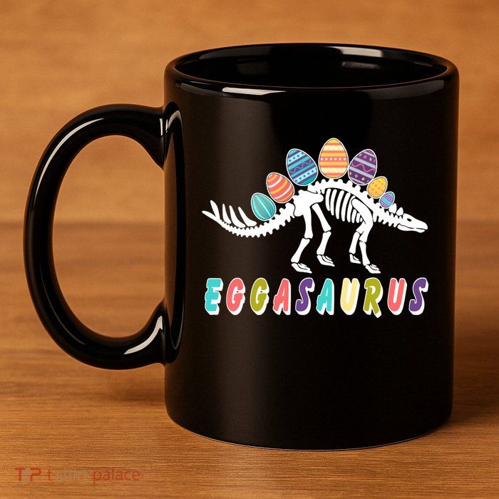 Eggasaurus Dino Stegosaurus Easter Egg Dinosaur 11oz C Handle Ceramic Mug