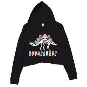 Eggasaurus Dino Stegosaurus Easter Egg Dinosaur Crop Fleece Hoodie