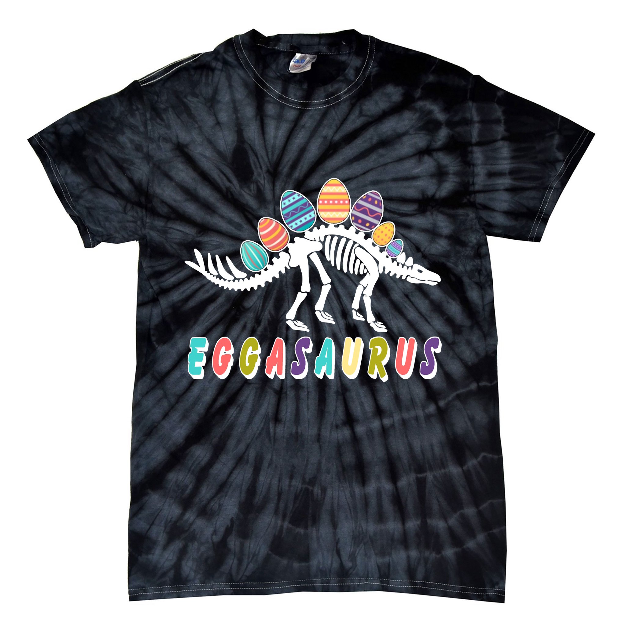 Eggasaurus Dino Stegosaurus Easter Egg Dinosaur Tie-Dye T-Shirt