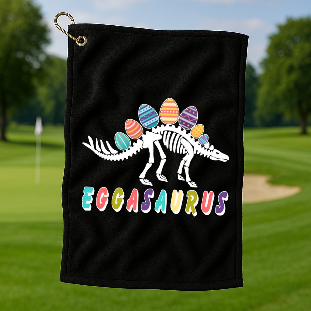 Eggasaurus Dino Stegosaurus Easter Egg Dinosaur Golf Towel