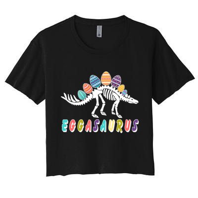 Eggasaurus Dino Stegosaurus Easter Egg Dinosaur Crop Top