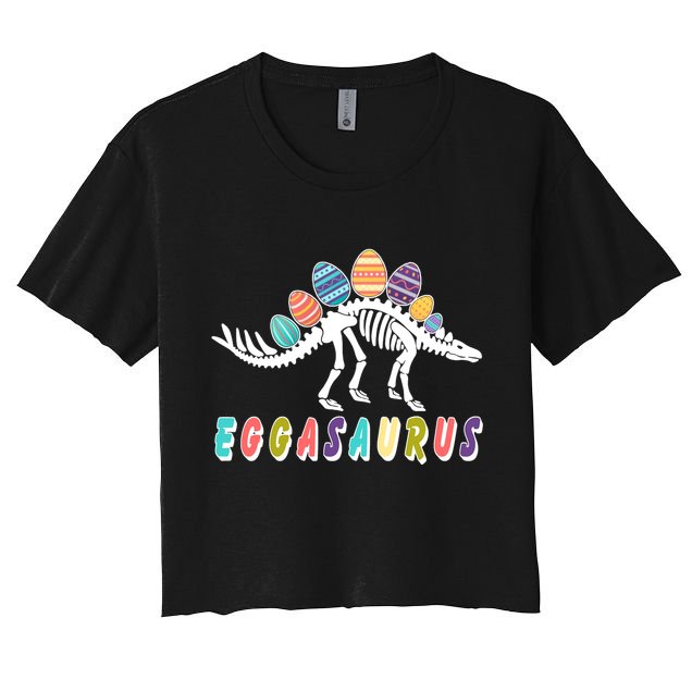 Eggasaurus Dino Stegosaurus Easter Egg Dinosaur Crop Top