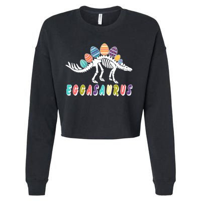 Eggasaurus Dino Stegosaurus Easter Egg Dinosaur Cropped Pullover Crew