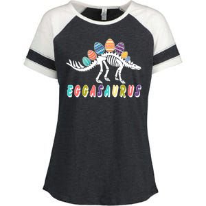 Eggasaurus Dino Stegosaurus Easter Egg Dinosaur Enza Ladies Jersey Colorblock Tee