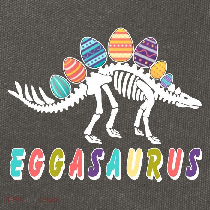 Eggasaurus Dino Stegosaurus Easter Egg Dinosaur Cotton Canvas Backpack