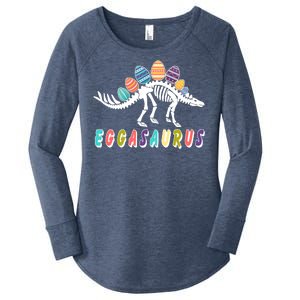 Eggasaurus Dino Stegosaurus Easter Egg Dinosaur Women's Perfect Tri Tunic Long Sleeve Shirt