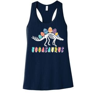 Eggasaurus Dino Stegosaurus Easter Egg Dinosaur Women's Racerback Tank