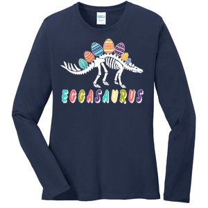 Eggasaurus Dino Stegosaurus Easter Egg Dinosaur Ladies Long Sleeve Shirt