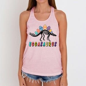 Eggasaurus Dino Stegosaurus Easter Egg Dinosaur Women's Knotted Racerback Tank