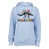 Eggasaurus Dino Stegosaurus Easter Egg Dinosaur Womens Funnel Neck Pullover Hood