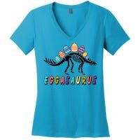 Eggasaurus Dino Stegosaurus Easter Egg Dinosaur Women's V-Neck T-Shirt