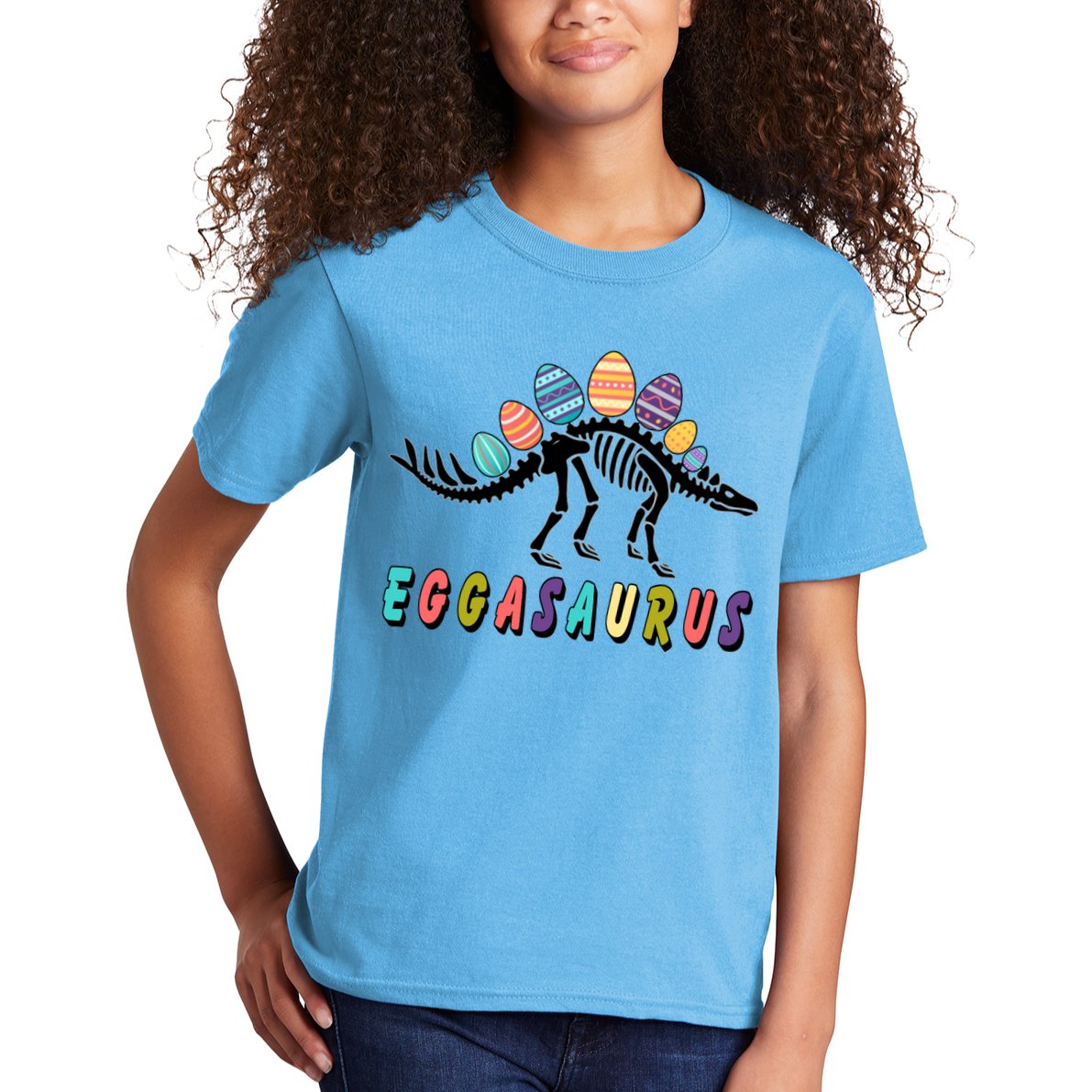 Eggasaurus Dino Stegosaurus Easter Egg Dinosaur Kids T-Shirt