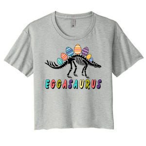 Eggasaurus Dino Stegosaurus Easter Egg Dinosaur Women's Crop Top Tee