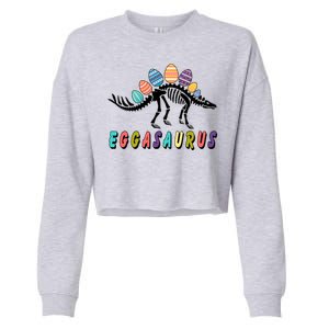 Eggasaurus Dino Stegosaurus Easter Egg Dinosaur Cropped Pullover Crew