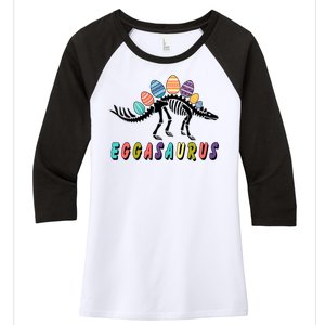 Eggasaurus Dino Stegosaurus Easter Egg Dinosaur Women's Tri-Blend 3/4-Sleeve Raglan Shirt