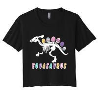 Eggasaurus Plateosaurus Funny Cute Easter Women's Crop Top Tee