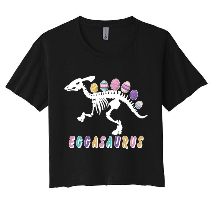 Eggasaurus Plateosaurus Funny Cute Easter Women's Crop Top Tee