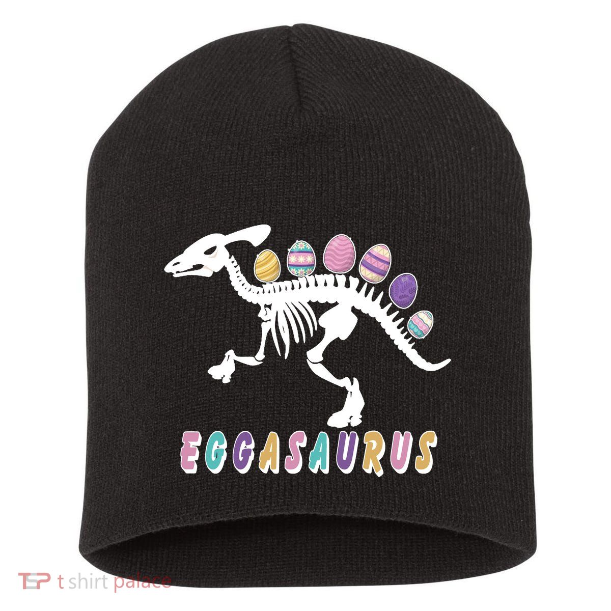 Eggasaurus Plateosaurus Funny Cute Easter Short Acrylic Beanie
