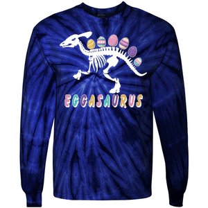 Eggasaurus Plateosaurus Funny Cute Easter Tie-Dye Long Sleeve Shirt