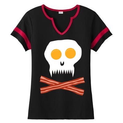 Eggs And Bacon Skull Ladies Halftime Notch Neck Tee