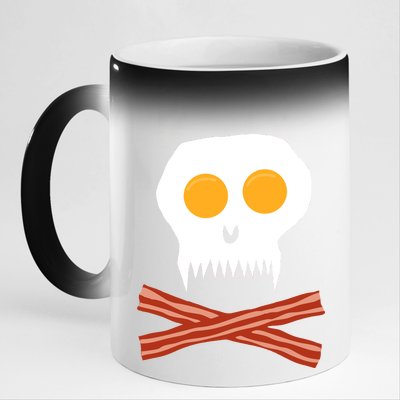 Eggs And Bacon Skull 11oz Black Color Changing Mug