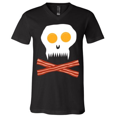 Eggs And Bacon Skull V-Neck T-Shirt