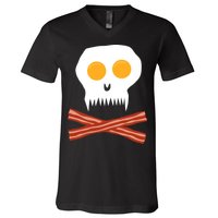 Eggs And Bacon Skull V-Neck T-Shirt