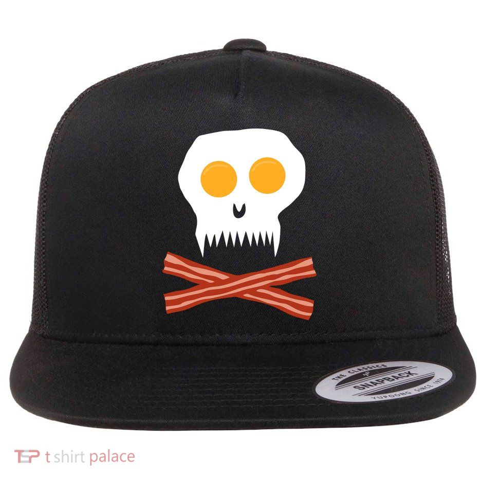 Eggs And Bacon Skull Flat Bill Trucker Hat