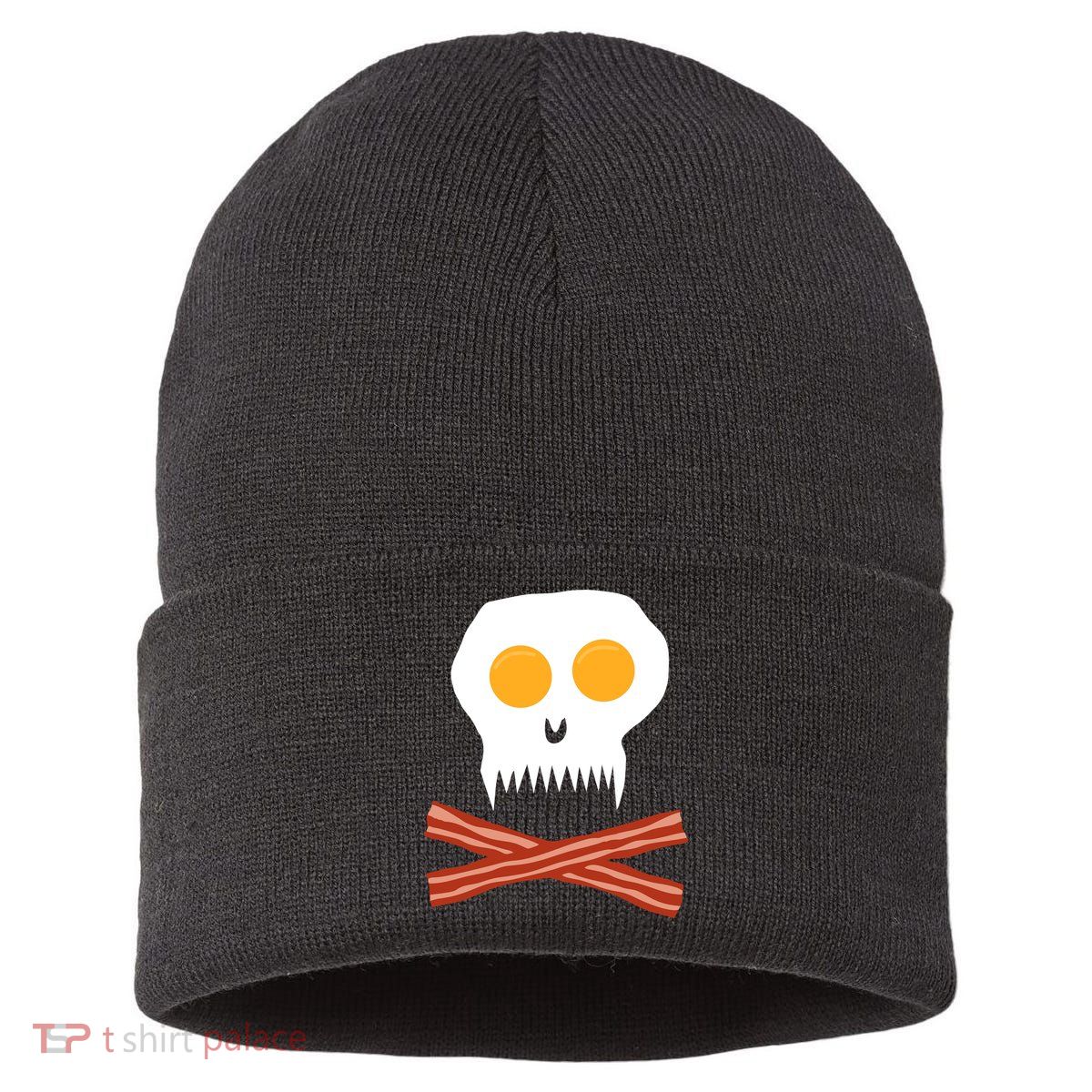 Eggs And Bacon Skull Sustainable Knit Beanie