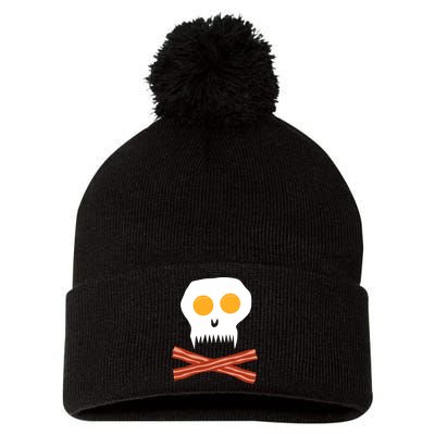 Eggs And Bacon Skull Pom Pom 12in Knit Beanie