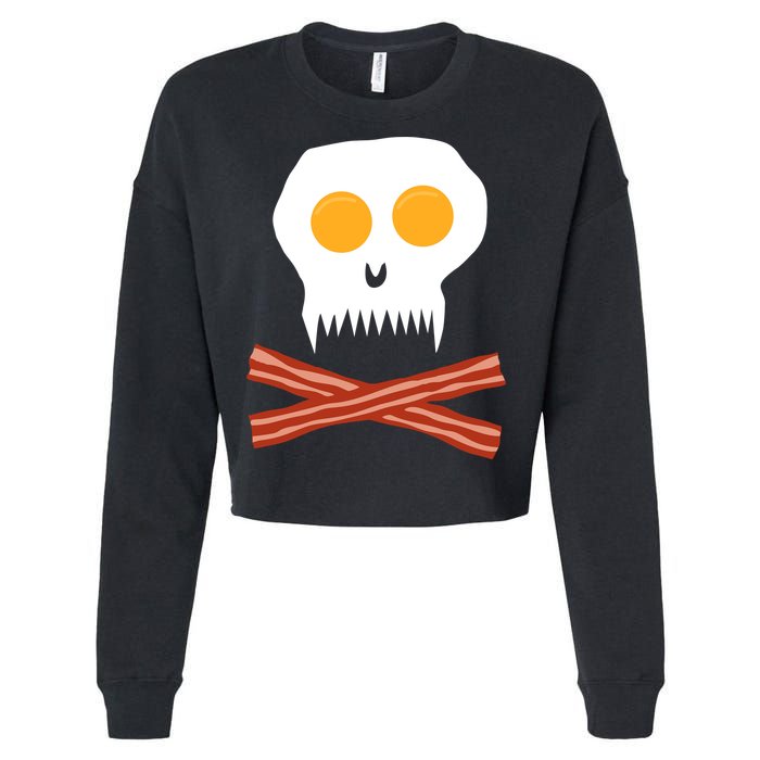 Eggs And Bacon Skull Cropped Pullover Crew
