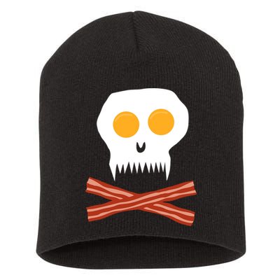 Eggs And Bacon Skull Short Acrylic Beanie