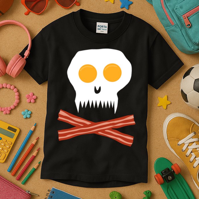 Eggs And Bacon Skull Kids T-Shirt