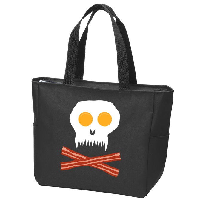 Eggs And Bacon Skull Zip Tote Bag