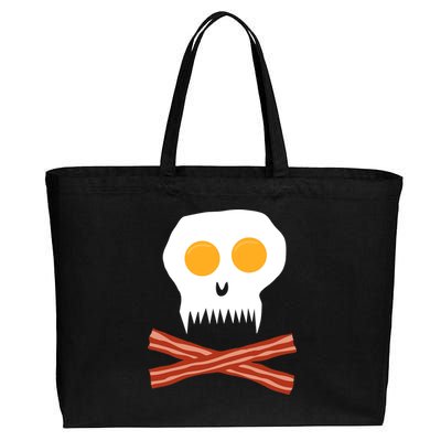 Eggs And Bacon Skull Cotton Canvas Jumbo Tote