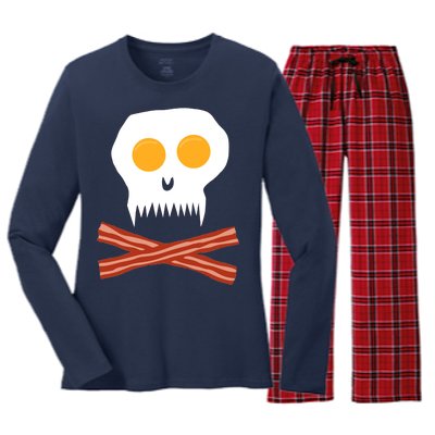 Eggs And Bacon Skull Women's Long Sleeve Flannel Pajama Set 