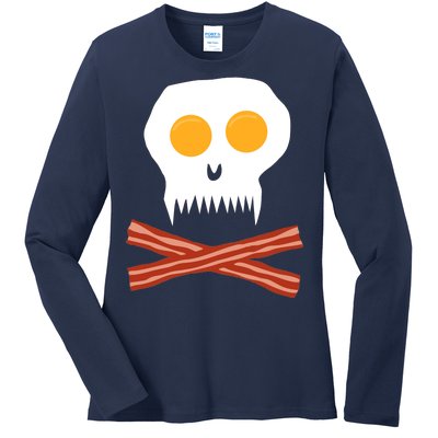 Eggs And Bacon Skull Ladies Long Sleeve Shirt