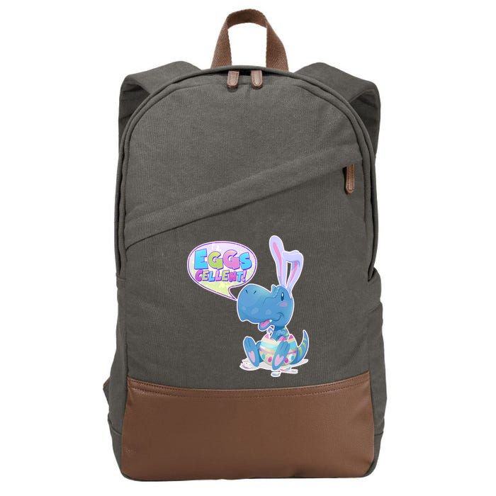 EGGS-Cellent! Cute Easter T-Rex Cotton Canvas Backpack
