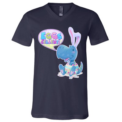 EGGS-Cellent! Cute Easter T-Rex V-Neck T-Shirt