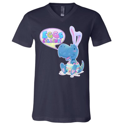 EGGS-Cellent! Cute Easter T-Rex V-Neck T-Shirt