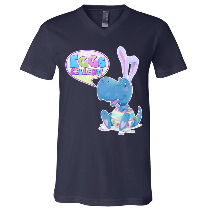 EGGS-Cellent! Cute Easter T-Rex V-Neck T-Shirt