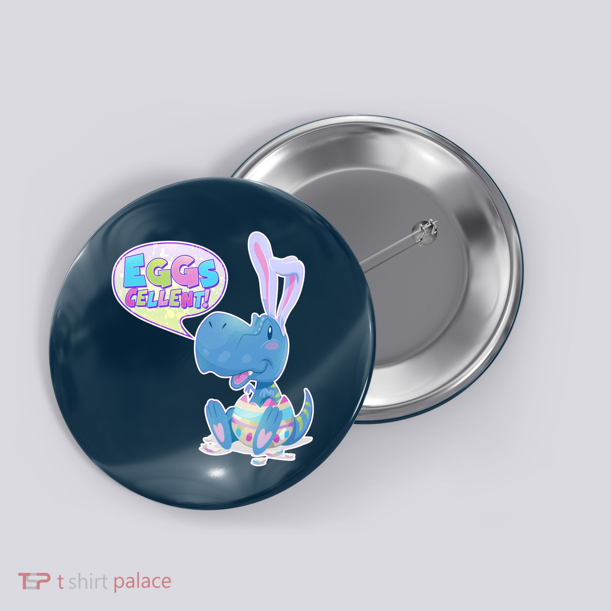 EGGS-Cellent! Cute Easter T-Rex Button