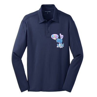 EGGS-Cellent! Cute Easter T-Rex Silk Touch Performance Long Sleeve Polo