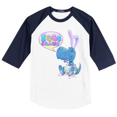 EGGS-Cellent! Cute Easter T-Rex Baseball Sleeve Shirt