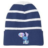 EGGS-Cellent! Cute Easter T-Rex Striped Beanie with Solid Band