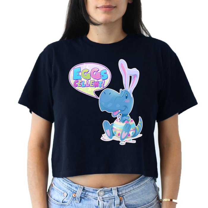 EGGS-Cellent! Cute Easter T-Rex Crop Top