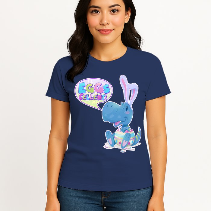 EGGS-Cellent! Cute Easter T-Rex Womens T-Shirt